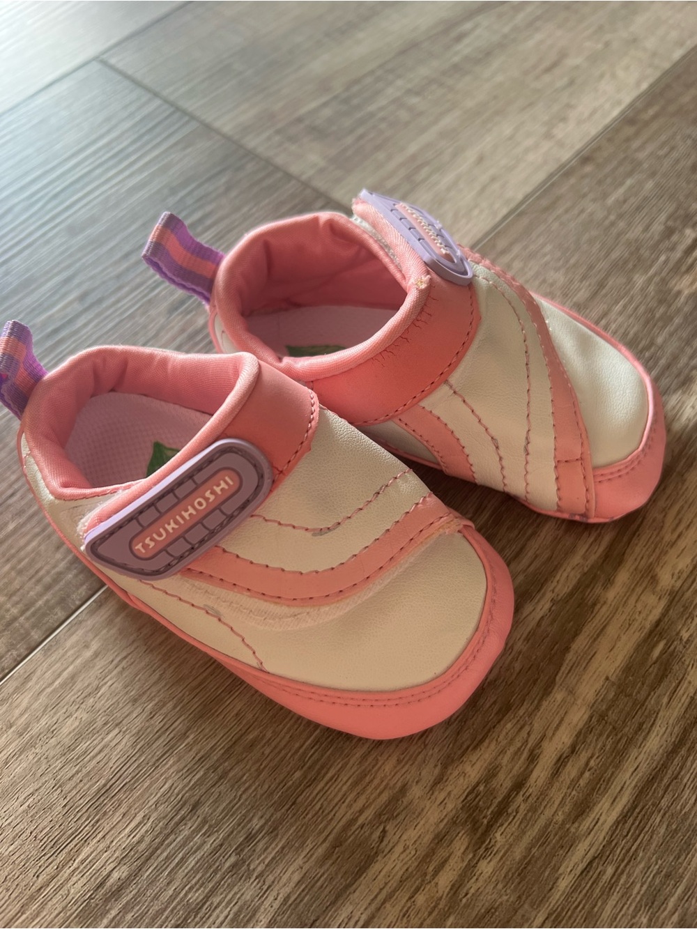 Tsukihoshi Pink and White Baby Shoes